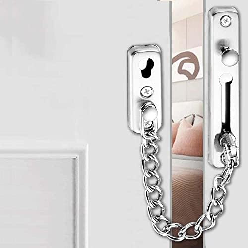 Door Chain Stainless Steel Security Chain Lock, Sliver Door Chains Sliding Bolt Latch Guard Safety Catch, Security Private Door Lock with 4 Screws for Front Door Security for Home etc