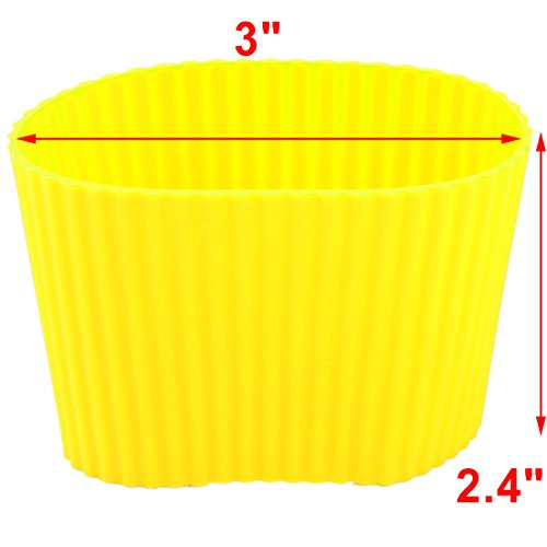 sourcingmap Silicone Nonslip Glass Bottle Mug Cup Sleeve Protector Cover Yellow - Image 2