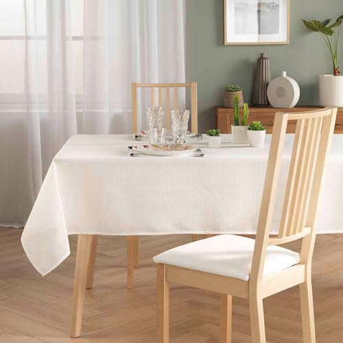 Nappe rectangle jacquard blanche 140x250 anti-plis Douceur d'Intérieur - 4