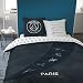 PSG AUTOGRAPHES Parure de Lit 240x220 cm | 100% Coton | Oeko-TEX | Housse de Couette 1 ou 2 Personnes 240x220 cm + 2 Taies d'oreiller 63x63 cm Imprimées Réversibles | Noir