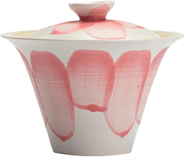 Handmade Rough Pottery Tea Making Bowl with Lid Set