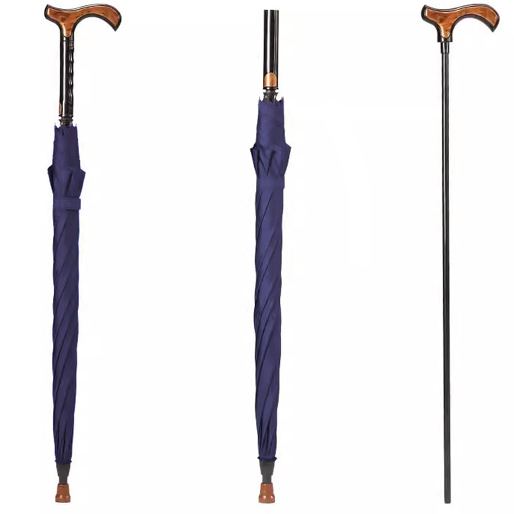 Parasol laski do chodzenia, odporny na zużycie, wiatroszczelny design, wielofunkcyjna kula z długim uchwytem dla mężczyzn i kobiet, 86 cm