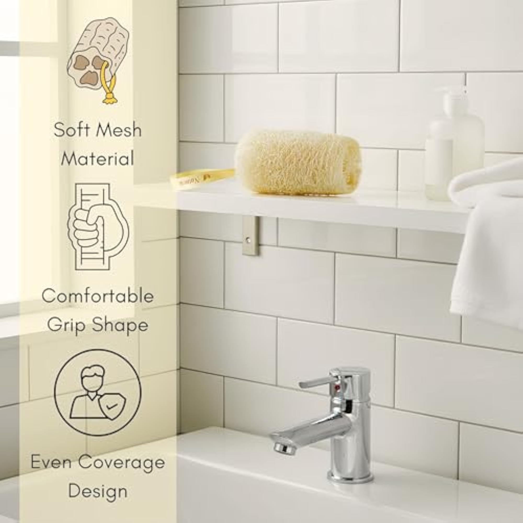 Natural Loofah Short Scrub Sponge for Bathing, Organic & Eco-Friendly