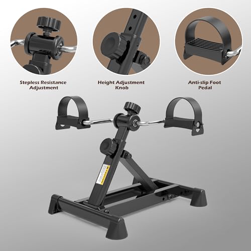 Image of Mini Exercise Bike, Under Desk Bike Pedal Exerciser Portable Foot Cycle Arm & Leg Peddler Machine