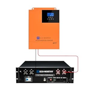 ECO-WORTHY 5.12kWh LiFePO4 48V 100Ah Bluetooth mit 5000W Hybrid Inverter, U Gehäuse Serverschrank Batterie mit Unterstützt CAN&RS485 für Solaranlage Komplettset, hotovoltaikanlage