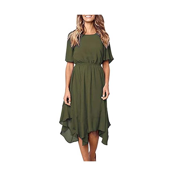 Alaster-Womens-Chiffon-Short-Sleeve-Casual-Midi-Dress-Irregular-Hem-Summer-Dress Alaster Queen Women's Chiffon Short Sleeve Casual Midi Dress Irregular Hem Summer Dress