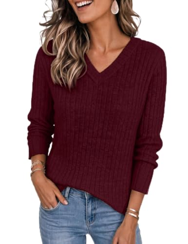 Burgundy Ribbed Wool-Cashmere Sweater