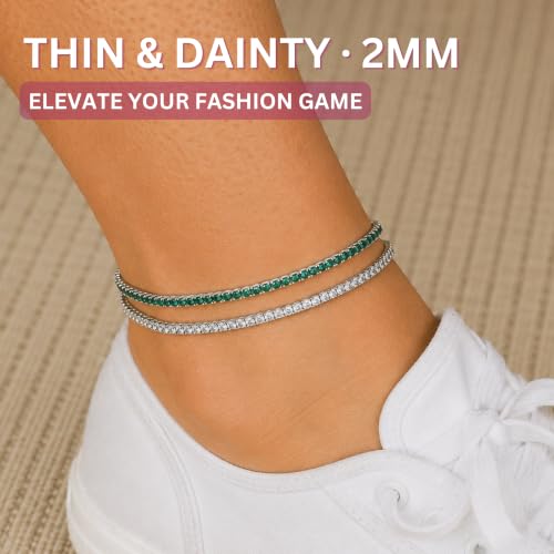 KISPER Tennis Anklets for Women Clear White 2mm 14K Gold Plated CZ by KISPER - Used condition - Image 4