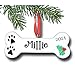 Personalized Dog Bone with Small Paw Prints and Holly Bush Detail Hanging Christmas Tree Pet Ornament with Custom Name
