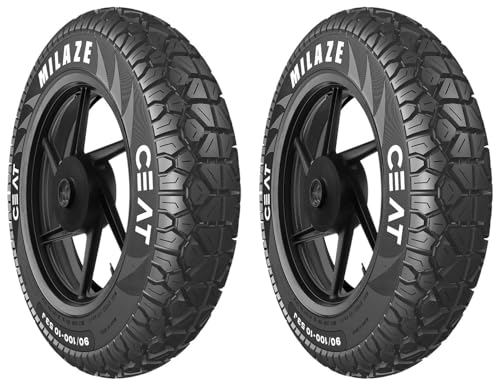 Image of Ceat Milaze X5 90 /100-10 53J Tubeless Scooter Tyre,Front Or Rear & 101962 Milaze 2.50-16 41L Tube-Type Moped Tyre, Rear