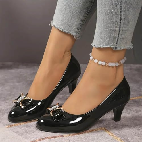 Kitten Heels for Women Closed Pointed Toe Low Heel Pumps Party Dance Wedding Dress Shoes Bowknot Women's Pumps Bridal Office Formal Work Prom Comfortable Dressy Trendy Cute Shoes3