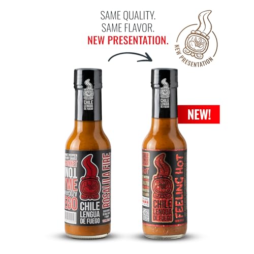 Image of Chile Lengua de Fuego Feeling Hot - Everyday Table Hot Sauce, Tomato & Scotch Bonnet, Smooth Savory Medium, 5 oz Bottle (Pack of 1)