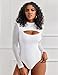 Avidlove Women Long Sleeve Thong Bodysuit Turtle Neck Shapewear Sexy Mesh Top Double Lined Cutout Shirt XS