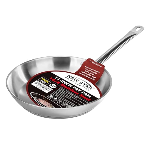 New Star Foodservice 11.0-Inch Stainless Steel Heavy-Duty Fry Pan