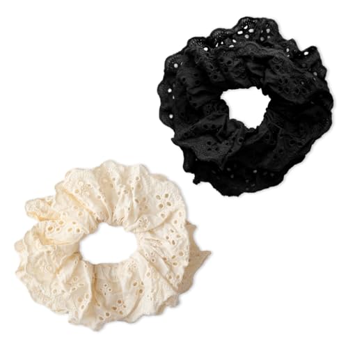 2 Pcs Large Lace Scrunchies Soft, Stretchable, and Durable Scrunchies
