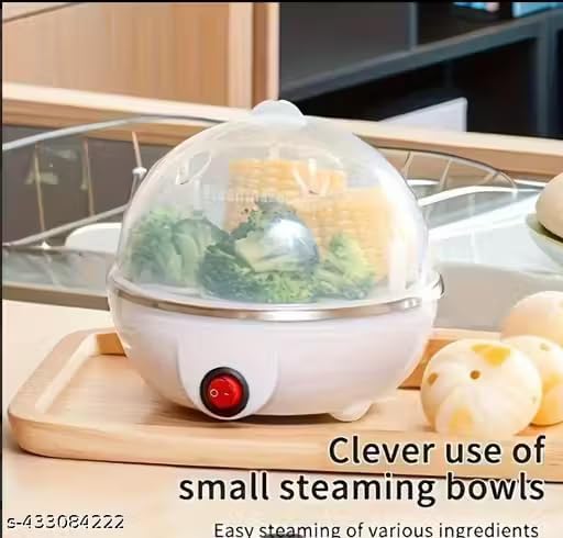 Image of Electric Automatic Off 7 Egg Poacher - Steaming, Cooking, Boiling, Frying - Egg Steamer, Egg Cooker - Stainless Steel - (Multicolor)