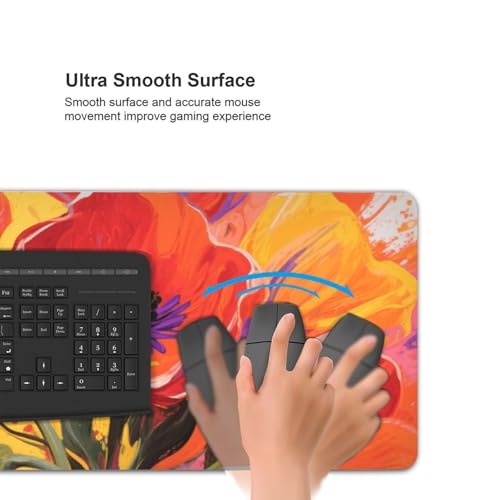 Tapis de souris de jeu à fleurs grand format 90x40 pour clavier PC - 4
