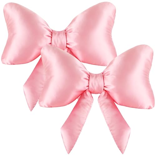 Homaisson Big Blue Bow Throw Pillow, Satin Breathable Neck Support Cushion, Smooth...