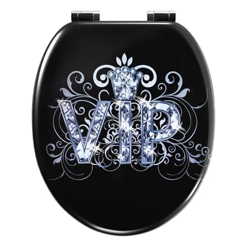 WOLTU #2 Premium WC-Sitz Toilettensitz mit Absenkautomatik, MDF Holzkern, Softclose Scharnier, Desgin Décor Vip Ii