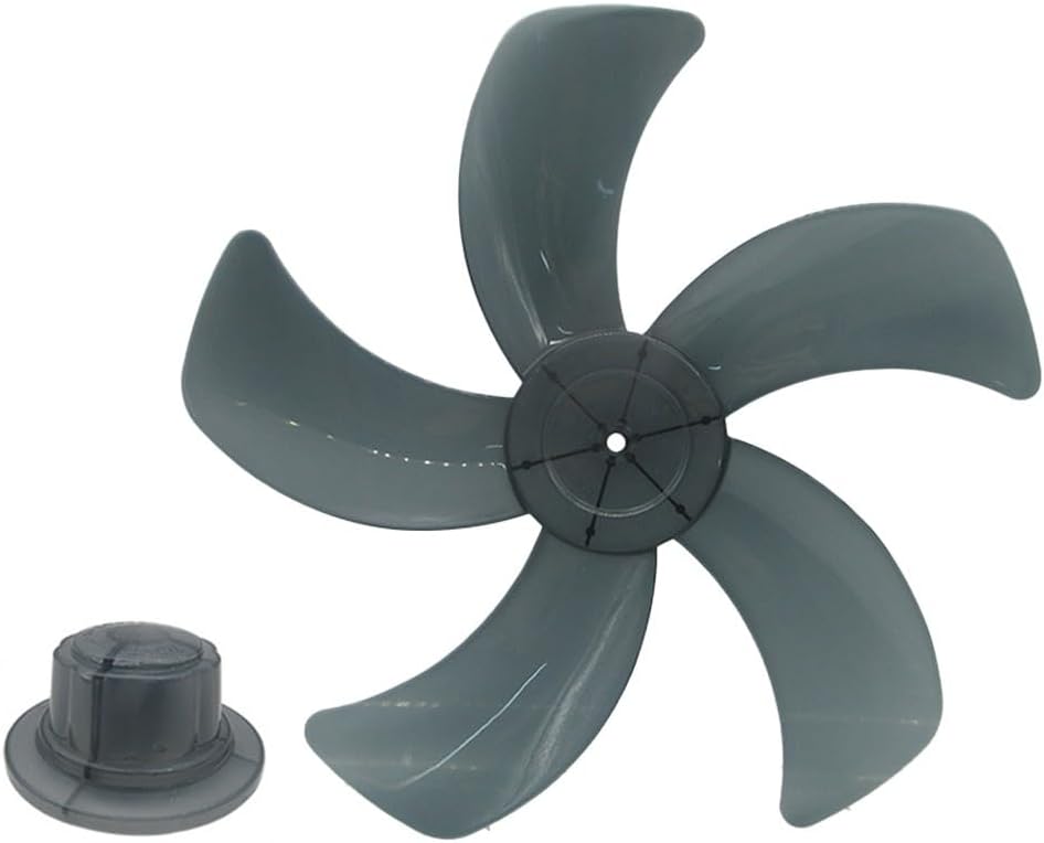 16 Inch 5-Blade Fan Replacement with Nut Cover, Efficient Airflow Plastic Fan Blade for Pedestal Table and Wall Fans, Gray