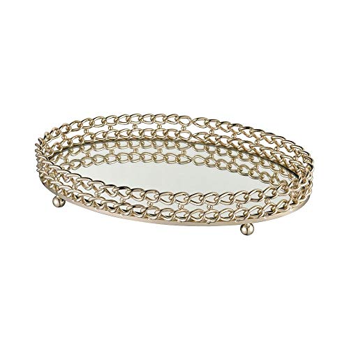 Bandeja de metal ELK chapada en oro decorativa para mesa 2