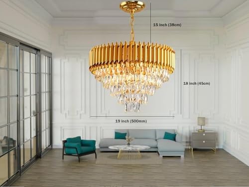 Image of Lyse Decor Chandelier for Living Room Modern Ceiling Light Jhumar for Hall Light for Living Room and Hall Round Jhoomer Show Lights for Home Decoration Ceiling (Golden 500 mm)