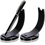 Maitys 2 Pieces Acrylic Electronic Pen Holder Pen Display Stand Pencil Display Holder Fountain Pen Ballpoint Pen Display Rack for Home School Office or Store Use (Black)