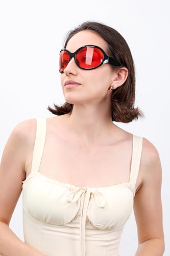 FEISEDY Oversized Trendy Sunglasses Classic Oval Wrap Around Stylish Big Frame Shade Women Glasses B23913