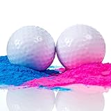 Gender Reveal Golf Balls Exploding Golf Ball Set (1 Pink + 1 Blue + 2 Wooden Tees per Pack) Girl or Boy Baby Sex Reveal Ideas / Announcement Party | Maximum Powder for the Best Explosion of Smoke