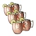 6x Moscow Mule Becher, Edelstahltassen, Cocktail Becher, Highballs, 50 cl, HxBxT: ca. 9,5 x 8 x 8 cm, verkupfert, kupfer