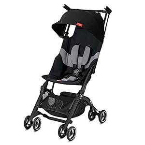 gb Pockit+ All-Terrain, Ultra Compact Lightweight Travel Stroller with Canopy and Reclining Seat in Velvet Black