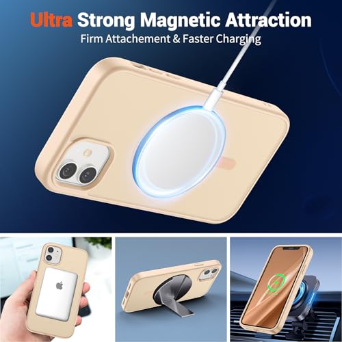 Image of SUPFINE Magnetic for iPhone 11 Case (Compatible with MagSafe) (Military Grade Drop Protection) Slim Translucent Matte Shockproof with Anti-Fingerprint Phone Case,Sand Pink