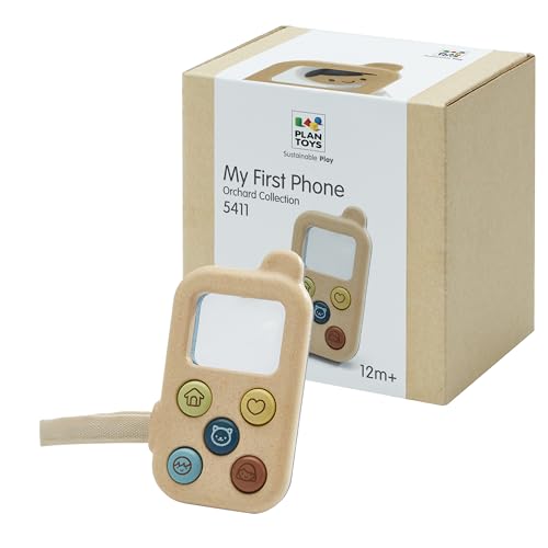 PlanToys® My First Phone Wooden Pretend Play Toy for Kids Ages 3+ | Montessori Role Play Activity...