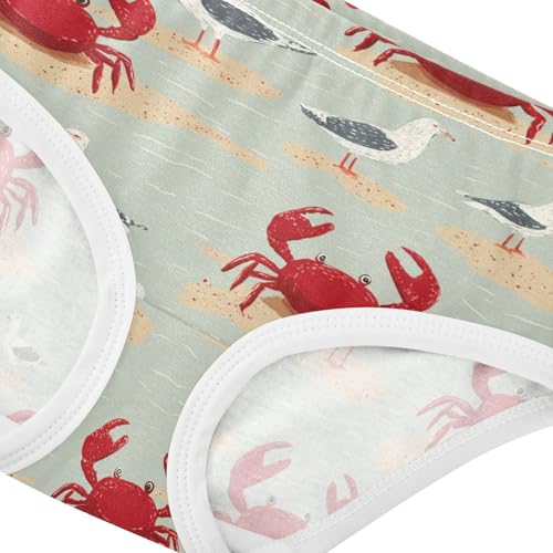 Wusikd Red Crabs Beach Girls' Underwear Cotton Seagulls Girls Briefs Soft Toddler Underwear 2T4