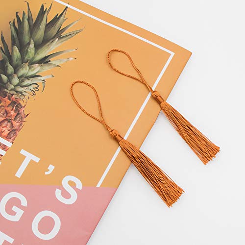 Image of VAPKER 100 Pieces Bronze Tassels 13cm /5-Inch Silky Handmade Soft Tassels Floss Bookmark Tassels with 2-Inch Cord Loop for Jewelry Making, DIY Projects, Bookmarks