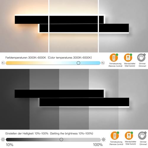 Aplique pared interior LED 15W regulable de 60cm con mando a distancia 2