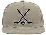 Unbekannt Ice Hockey Sticks and Puck Sports Graphic 5 Panel Snapback Flat Visor Cap Hat Baseballmütze Grau