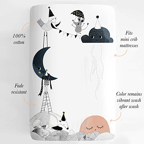 Mini Crib Sheet, Pack N Play Or Playard Crib Sheet By Rookie Humans: 100% Cotton Sateen. Use As A Photo Background For Your Baby Pictures. Fits Mini Crib Size (38X24 Inches) (Moon's Birthday) #TOP1