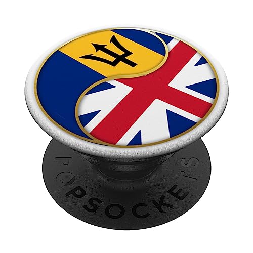 British Barbados Flag for British Barbadian in England UK PopSockets Swappable PopGrip, Black