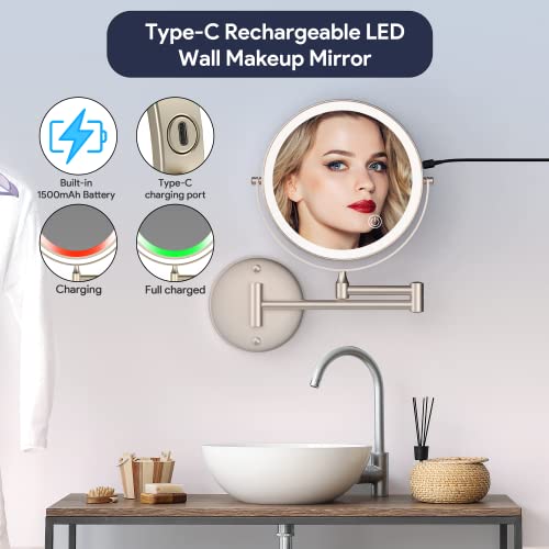 Rocollos Rechargeable Wall Mounted Lighted Makeup Mirror thumb #1