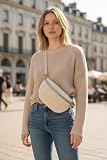 SH Leder ® Teddy pluszowa saszetka biodrowa damska torba na pasek na festiwal, podróż, torba na brzuch, średnia torba crossbody, damska torba na ramię z prawdziwej skóry, 27 x 16 cm, Kate G358,