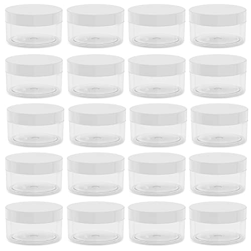 4 oz Round Plastic Jars, Plastic Cosmetic Container Jars with Lid for Travel Storage Cosmetic 20 Pieces (White Lid).
