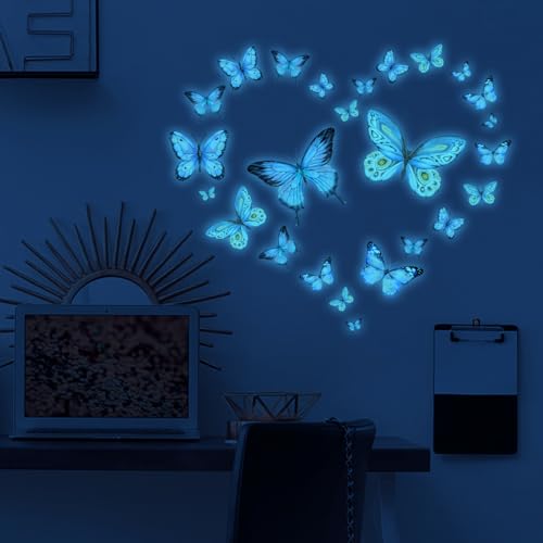 Vinilos Decorativos Mariposa Azul Luminoso para Hogar miniatura 1