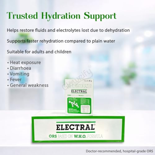 Image of ELECTRAL Oral Rehydration Salts I.P. | Regular Unflavor | WHO Formula | Pack of 50 Sachets | 4.40 g Each