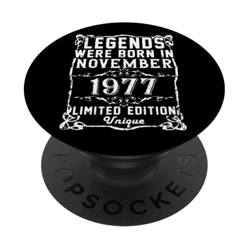 Cumpleaños Noviembre 1977 Edición Limitada Regalo Vintage PopSockets PopGrip Intercambiable