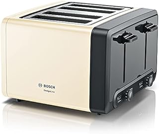 Bosch DesignLine Plus TAT4P447GB 4 Slot Stainless Steel Toaster with variable controls - Cream