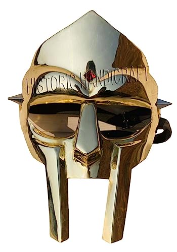 HISTORIC HANDICRAFT Brass Face Mask, MF Doom Face Mask, Medieval Roman Gladiator Helmet Hand Forged Viking Mask Halloween Costume