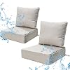 6 Inch Thick Outdoor Chair Cushions Set of 2, Waterproof, Beige