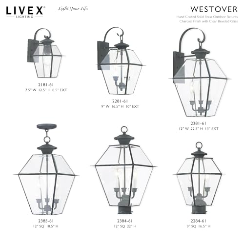 Image of Livex Lighting 2381-61 3-Light Outdoor Wall Lantern, Bronze | Transitional design