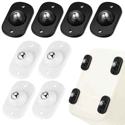 Image of Self Adhesive Caster Wheels, Appliance Rollers Appliance Slider for Kitchen, 360 Swivel Small Casters - Solve Coffee Maker Small Appliances Countertop Sliding (Black,White - 8 Pcs)